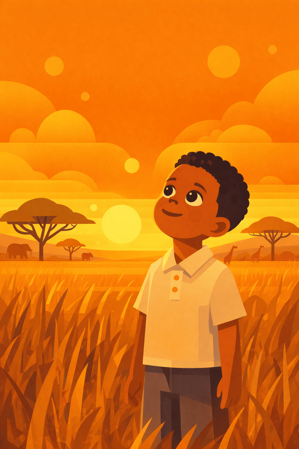 Sous le ciel doré de la savane