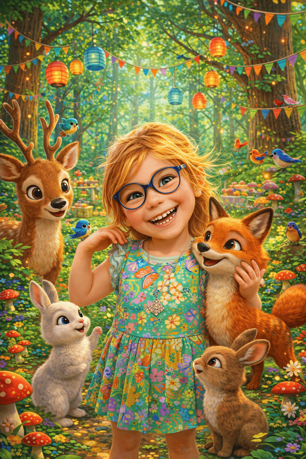 Fête animaux dans la grande forêt